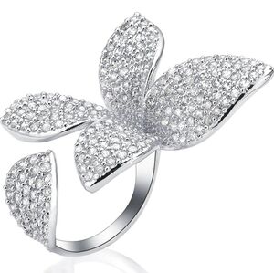 Adjustable Cocktail Ring Full Cubic Zirconia